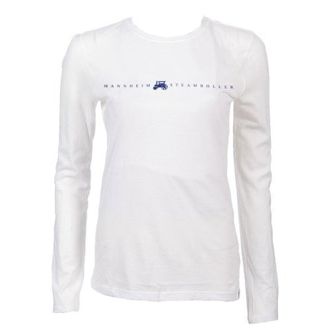 Ladies White Mannheim Steamroller Long Sleeved Logo T-shirt